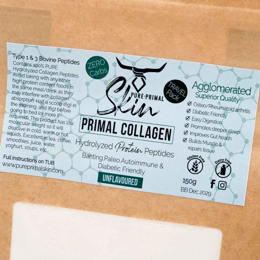 PRIMAL COLLAGEN TRAVEL PACK, AGGLOMERATED & HYDROLISED PEPTIDES