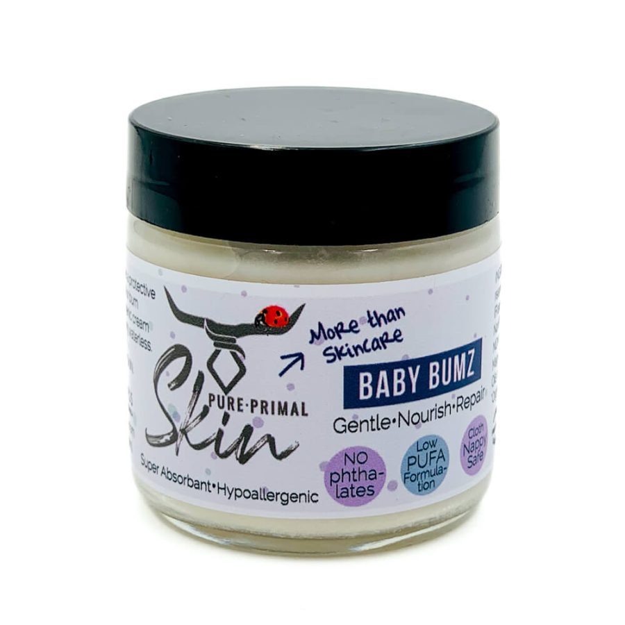 BABY BUMZ, BABY NAPPY CREAM, CLOTH NAPPY SAFE, BUM CREAM, NAPPY RASH CREAM, LOW PUFA, HEALING, TALLOW BASED