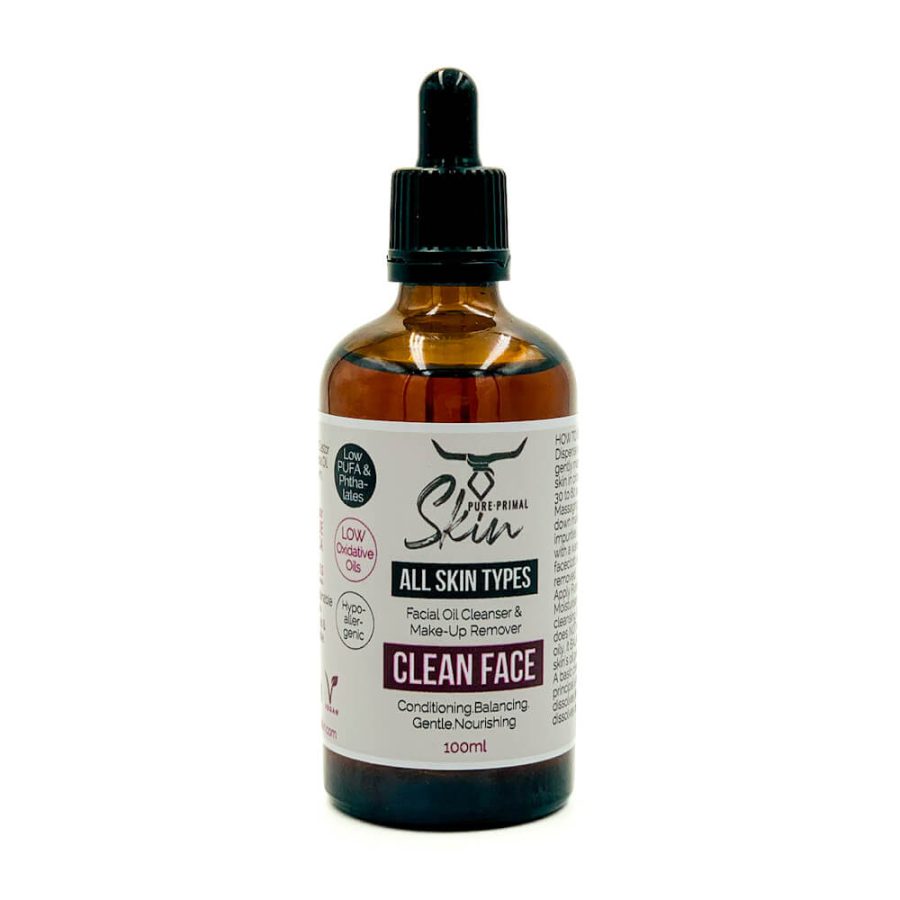 CLEAN FACE, ALL SKIN TYPES, FACIAL CLEANSER, OIL CLEANSING METHOD, NORMAL SKIN, OILY SKIN, PROBLEM SKIN, SENSITIVE SKIN, DRY SKIN, MATURE SKIN, DEHYDRATED SKIN, ACNE SKIN, LOW PUFA, LOW OXIDATIVE OILS, HYPOALLERGENIC