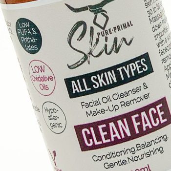 CLEAN FACE, ALL SKIN TYPES, FACIAL CLEANSER, OIL CLEANSING METHOD, NORMAL SKIN, OILY SKIN, PROBLEM SKIN, SENSITIVE SKIN, DRY SKIN, MATURE SKIN, DEHYDRATED SKIN, ACNE SKIN, LOW PUFA, LOW OXIDATIVE OILS, HYPOALLERGENIC