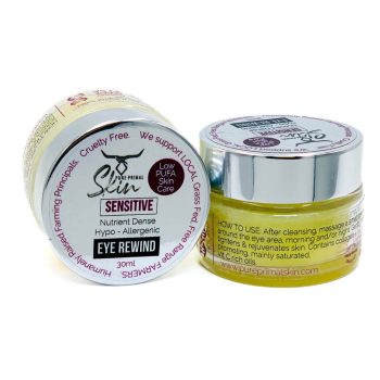 EYE REWIND, EYE CREAM, HYPOALLERGENIC, TALLOW BASED, SENSITIVE SKIN, SENSITIVE EYE AREA, LOW PUFA, EYE REWIND SENSITIVE
