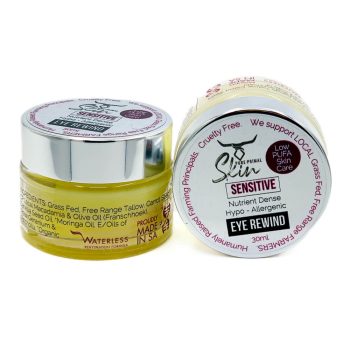 EYE REWIND, EYE CREAM, HYPOALLERGENIC, TALLOW BASED, SENSITIVE SKIN, SENSITIVE EYE AREA, LOW PUFA, EYE REWIND SENSITIVE