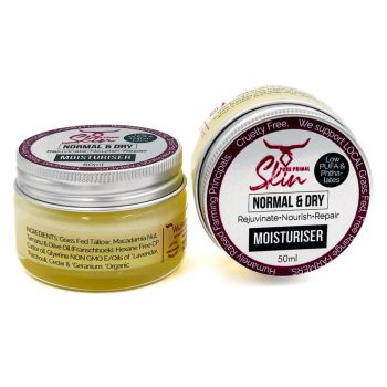 NORMAL & DRY SKIN, FACE MOISTURISER, TALLOW BASED, NORMAL FACIAL SKIN, DRY FACIAL SKIN, LOW PUFA, MOISTURISER, REJUVENATE