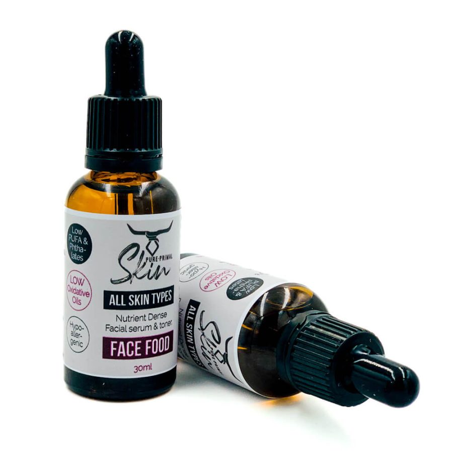 FACE FOOD, SERUM, SKIN TONER, ALL SKIN TYPES, LOW PUFA, LOW OXIDATIVE OILS, HYPOALLERGENIC, NATURAL, FACE SERUM