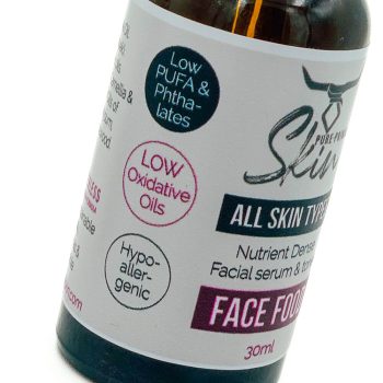 FACE FOOD, SERUM, SKIN TONER, ALL SKIN TYPES, LOW PUFA, LOW OXIDATIVE OILS, HYPOALLERGENIC, NATURAL, FACE SERUM