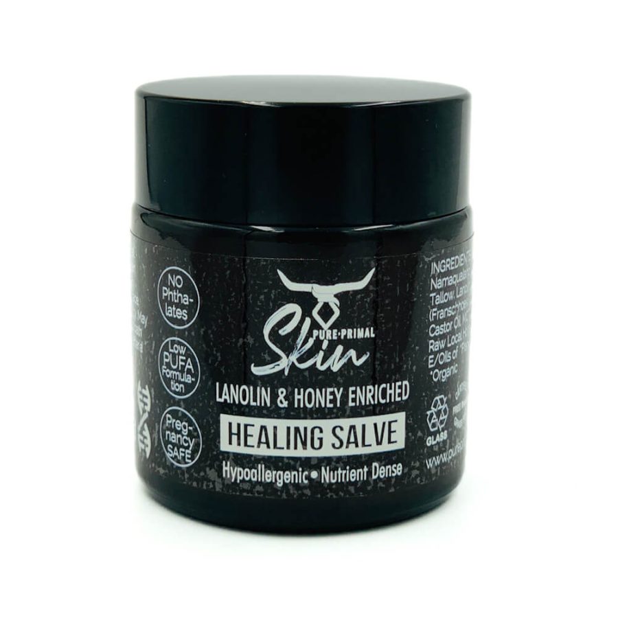 HEALING SALVE, HYPOALLERGENIC, LANOLIN, TALLOW BASED, LANOW, HONEY ENRICHED, LOW PUFA, NUTRIENT DENSE