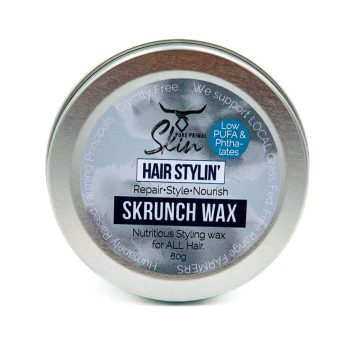 SKRUNCH WAX, HAIR STYLING, LOW PUFA, NATURAL, PHTHALATE FREE, TALLOW BASED, HAIR WAX, HAIRCARE, BEARD STYLING, MOUSTACHE STYLING