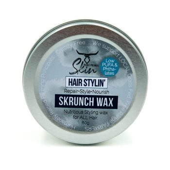 SKRUNCH WAX, HAIR STYLING, LOW PUFA, NATURAL, PHTHALATE FREE, TALLOW BASED, HAIR WAX, HAIRCARE, BEARD STYLING, MOUSTACHE STYLING