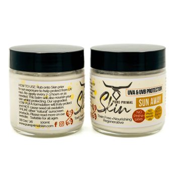 SUN AWAY, NATURAL SUNSCREEN, NON-TOXIC SUNSCREEN, TALLOW BASED, LOW PUFA SKINCARE, PHTHALATE FREE, SUN PROTECTION, NO PHOTOSENSITIVITY