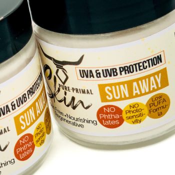 SUN AWAY, NATURAL SUNSCREEN, NON-TOXIC SUNSCREEN, TALLOW BASED, LOW PUFA SKINCARE, PHTHALATE FREE, SUN PROTECTION, NO PHOTOSENSITIVITY