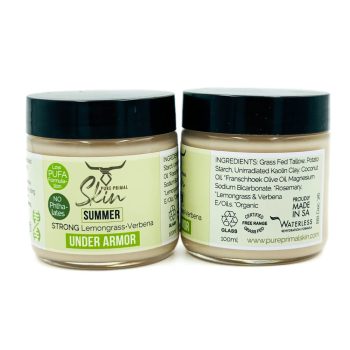 UNDER ARMOR, NATURAL DEODORANT, TALLOW BASED, WATERLESS SKINCARE, CHEMICAL FREE, LOW PUFA, PHTHALATE FREE, STRONG BODY ODOUR, NON CARCINOGENIC