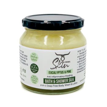 BATH & SHOWER SILKS, 2-in-1 Soap Free Body Wash & Lotion, LOW PUFA SKINCARE, BATH & SHOWER SILKS, EUCALYPTUS & PINE, PHTHALATE FREE SKINCARE
