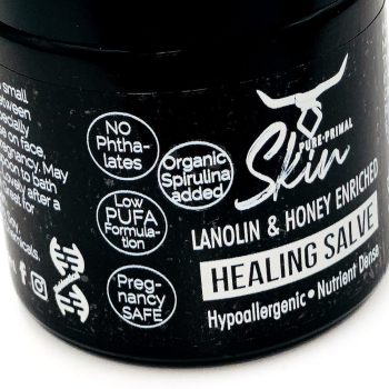 HEALING SALVE, HYPOALLERGENIC, LANOLIN, TALLOW BASED, LANOW, HONEY ENRICHED, LOW PUFA, NUTRIENT DENSE, PHTHALATE FREE SKINCARE, NATURAL SKINCARE, PREGNANCY SAFE