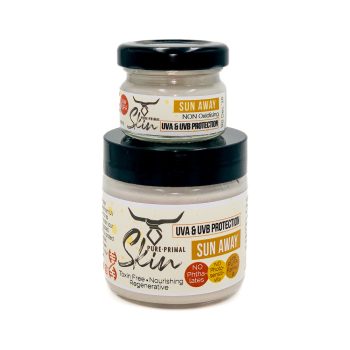 SUN AWAY, NATURAL SUNSCREEN, NON-TOXIC SUNSCREEN, TALLOW BASED, LOW PUFA SKINCARE, PHTHALATE FREE, SUN PROTECTION, NO PHOTOSENSITIVITY