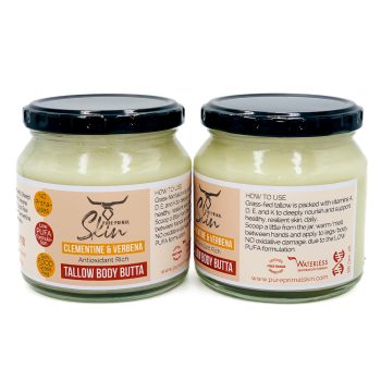 TALLOW BODY BUTTA, NATURALLY SCENTED, TALLOW BASED, SKIN BUTTA, LOW PUFA SKINCARE, WATERLESS SKINCARE, PHTHALATE FREE SKINCARE, CHEMICAL FREE, ALL SKIN TYPES