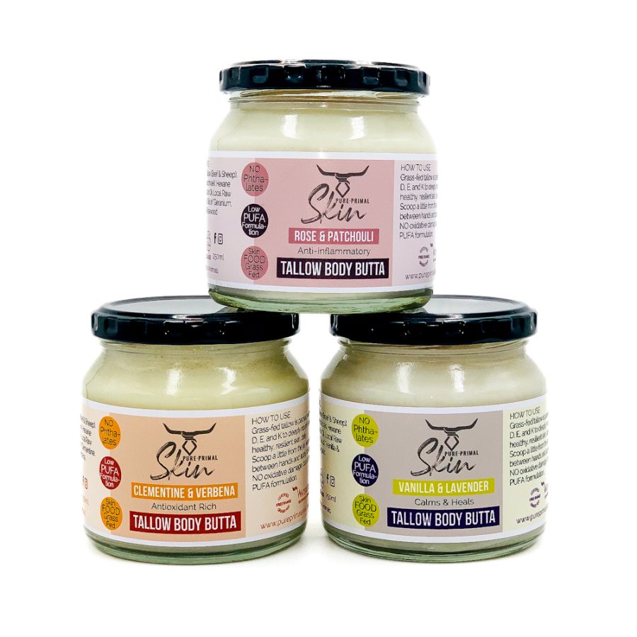 TALLOW BODY BUTTA, NATURALLY SCENTED, TALLOW BASED, SKIN BUTTA, LOW PUFA SKINCARE, WATERLESS SKINCARE, PHTHALATE FREE SKINCARE, CHEMICAL FREE, ALL SKIN TYPES