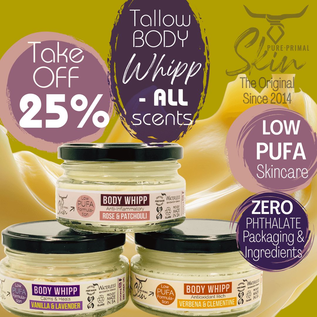 july promotion, pure primal skin, low pufa skincare, 25% discount,