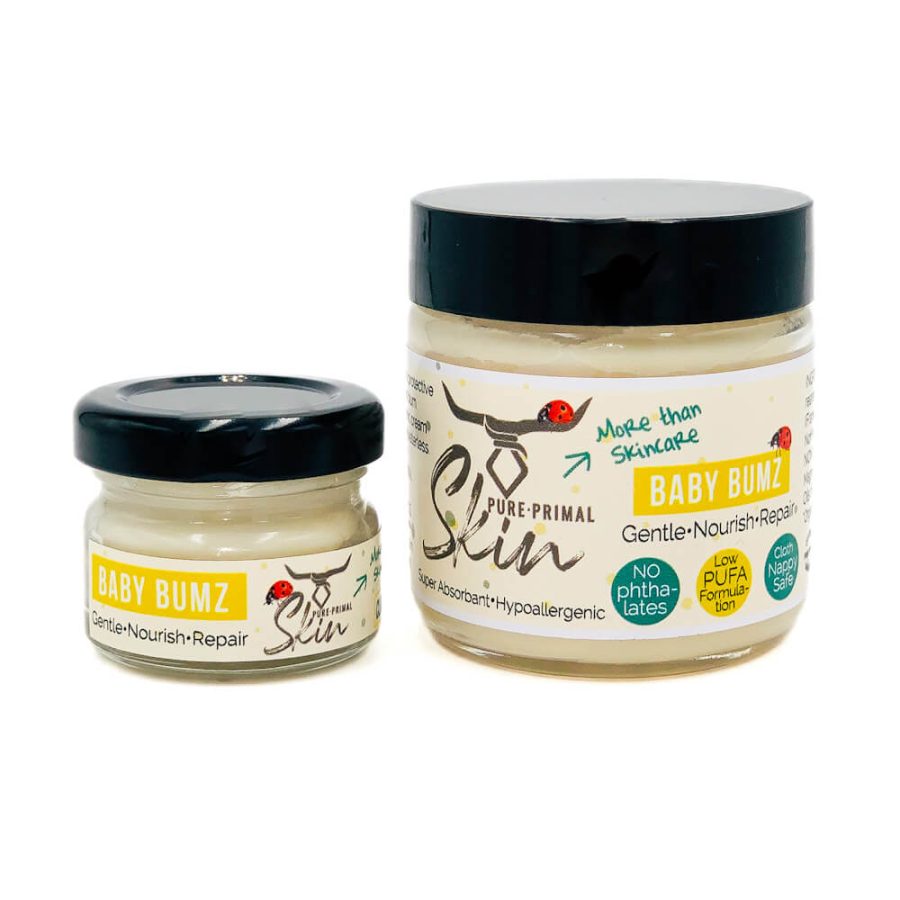 BABY BUMZ, BABY NAPPY CREAM, CLOTH NAPPY SAFE, BUM CREAM, NAPPY RASH CREAM, LOW PUFA, HEALING, TALLOW BASED