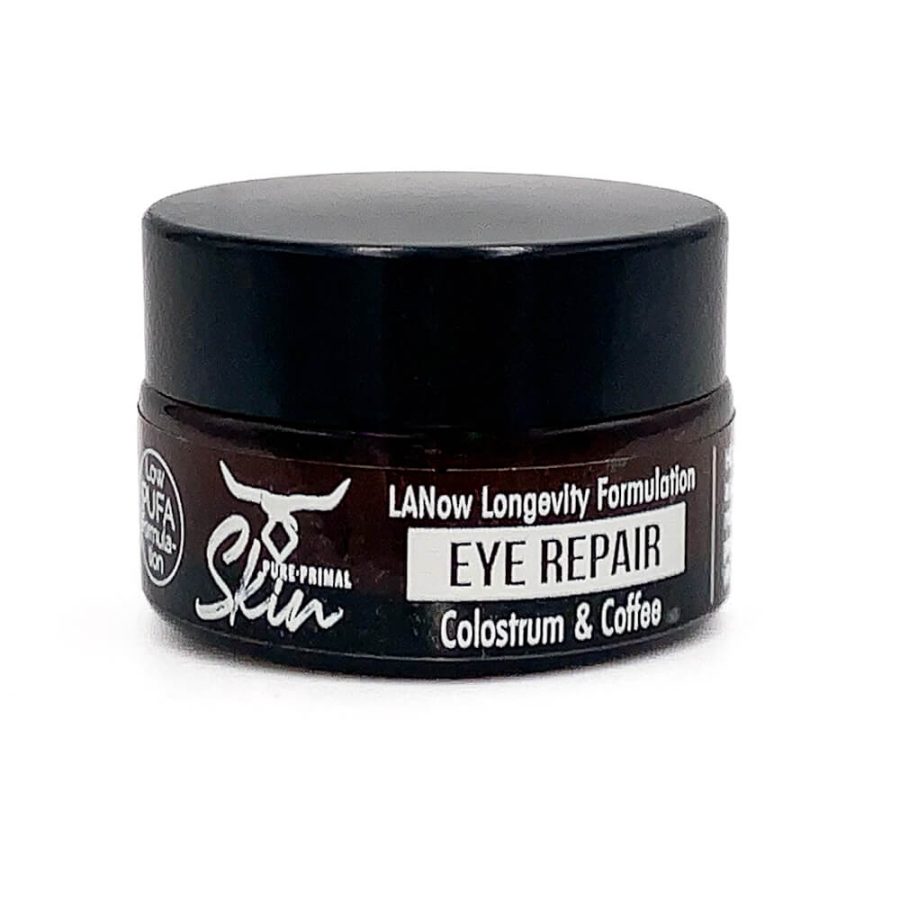 EYE REPAIR, LANOW EYE REPAIR, LANOW LONGEVITY FORMULATION, COLOSTRUM & COFFEE, LANOLIN & TALLOW BASED, NUTRIENT DENSE, COLOSTRUM, LOW PUFA, PHTHALATE FREE