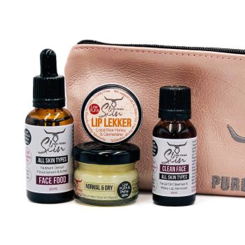 NORMAL & DRY SKIN TYPES, STARTER & TRAVEL POUCH, STARTER KIT, TRAVEL POUCHES, SAMPLE KIT, LOW PUFA SKINCARE, TALLOW BASED SKINCARE, PHTHALATE FREE SKINCARE, NORMAL SKIN, DRY SKIN, PURE PRIMAL SKIN