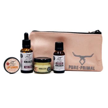 NORMAL & DRY SKIN TYPES, STARTER & TRAVEL POUCH, STARTER KIT, TRAVEL POUCHES, SAMPLE KIT, LOW PUFA SKINCARE, TALLOW BASED SKINCARE, PHTHALATE FREE SKINCARE, NORMAL SKIN, DRY SKIN, PURE PRIMAL SKIN