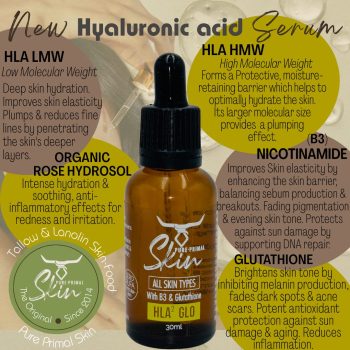 HLA² Glo Ⓥ Facial Serum, Hyaluronic Acid, Facial Serum, ZERO PUFA, B3, HLA, Glutathione,