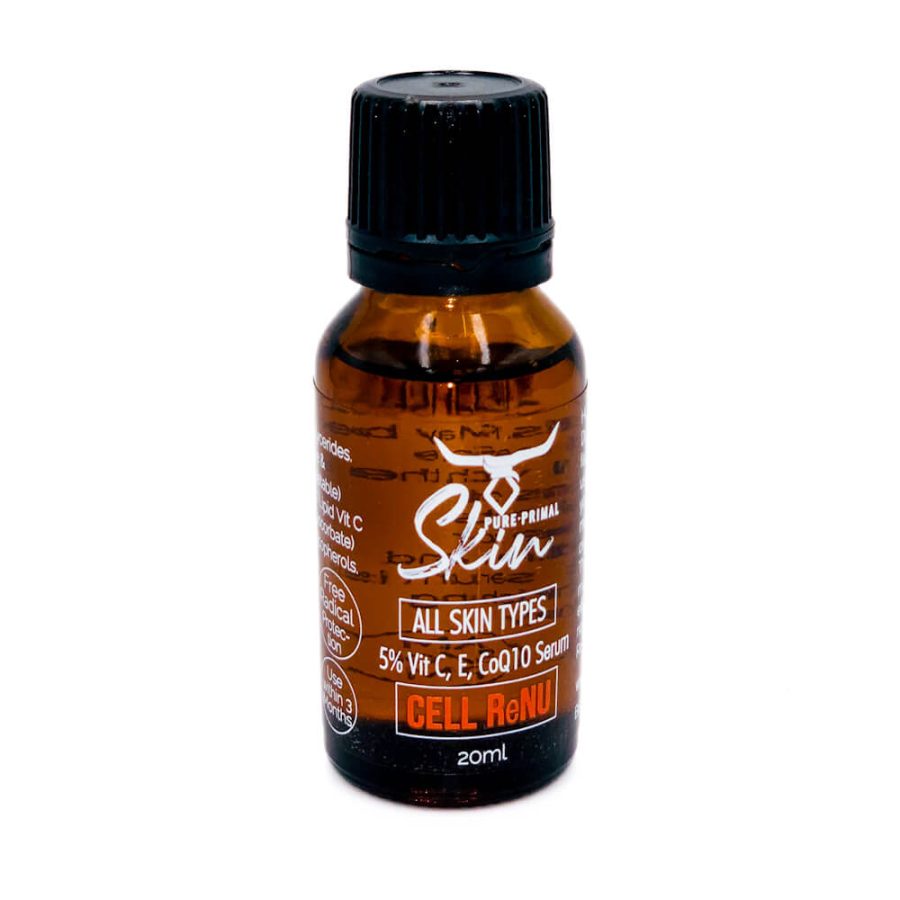 CELL RENU, VIT C, VIT E, COQ10, FACIAL SERUM, ALL SKIN TYPES, CELL RENEWAL, SKIN RENEWAL, OIL BASED SERUM, LOW PUFA SKINCARE