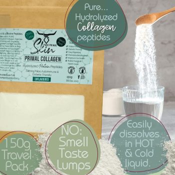 150g Collagen SQR (1) PRIMAL COLLAGEN TRAVEL PACK, AGGLOMERATED & HYDROLISED PEPTIDES