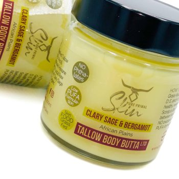 TALLOW BODY BUTTA, LIMITED EDITION, AFRICAN PLAINS, CLARY SAGE & BERGAMOT, LOW PUFA SKINCARE, TALLOW, TALLOW SKINCARE