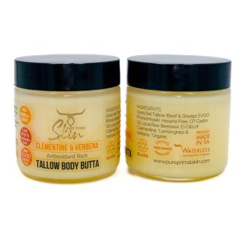 TALLOW BODY BUTTA, CLEMENTINE & VERBENA, TALLOW, LOW PUFA SKINCARE, NATURAL, BODY CARE, TALLOW SKINCARE