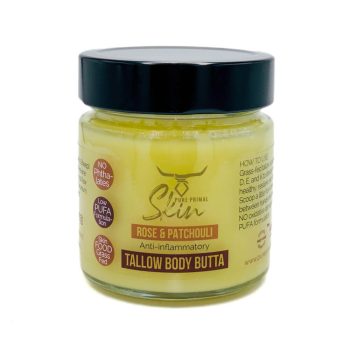 TALLOW BODY BUTTA, BODY BALM, LOW PUFA SKINCARE, TALLOW SKINCARE, NOURISHING, NATURAL SCENTED, WATERLESS, CHEMICAL FREE, TALLOW