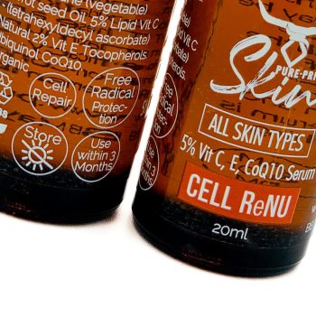 CELL RENU, VIT C, VIT E, COQ10, FACIAL SERUM, ALL SKIN TYPES, CELL RENEWAL, SKIN RENEWAL, OIL BASED SERUM, LOW PUFA SKINCARE