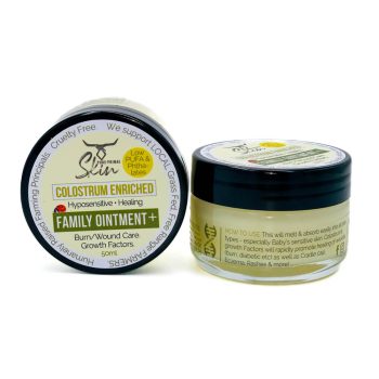 FAMILY OINTMENT PLUS, COLOSTRUM ENRICHED, BURN CARE, WOUND CARE, TALLOW OINTMENT, SAFE FOR ALL AGES, LOW PUFA, LOW PUFA SKINCARE, SENSITIVE SKIN, ECZEMA SKIN, WHOLE FAMILY FRIENDLY, UNSCENTED