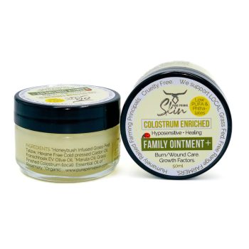 FAMILY OINTMENT PLUS, COLOSTRUM ENRICHED, BURN CARE, WOUND CARE, TALLOW OINTMENT, SAFE FOR ALL AGES, LOW PUFA, LOW PUFA SKINCARE, SENSITIVE SKIN, ECZEMA SKIN, WHOLE FAMILY FRIENDLY, UNSCENTED