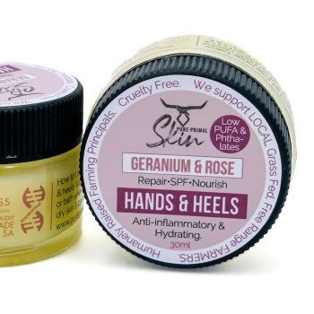 HANDS & HEELS, TALLOW BALM, GERANIUM & ROSE, HAND BALM, HEEL BALM