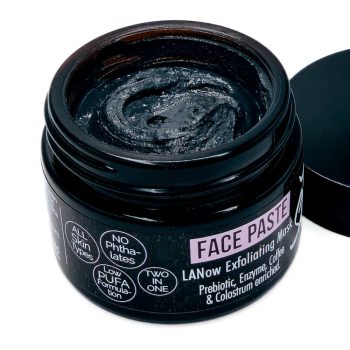 LANow Face PASTE Closeup-2 LANOW FACE PASTE, EXFOLIATING MASK, PREBIOTIC, ENZYME, COLOSTRUM ENRICHED, LOW PUFA SKINCARE, LANOW, NATURAL SKINCARE, 2-IN-1