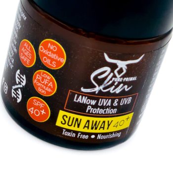 SUN AWAY LANOW, SPF40+, SUN AWAY, NATURAL SUNSCREEN, NON-TOXIC SUNSCREEN, TALLOW BASED, LOW PUFA SKINCARE, PHTHALATE FREE, SUN PROTECTION, NO PHOTOSENSITIVITY