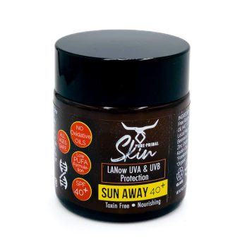 SUN AWAY LANOW, SPF40+, SUN AWAY, NATURAL SUNSCREEN, NON-TOXIC SUNSCREEN, TALLOW BASED, LOW PUFA SKINCARE, PHTHALATE FREE, SUN PROTECTION, NO PHOTOSENSITIVITY