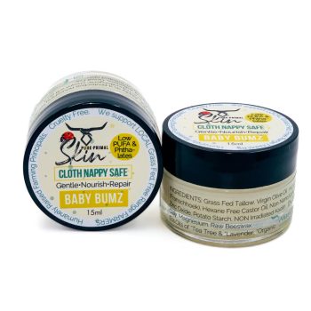 Baby Bumz 15ml Ingredients-2 BABY BUMZ, BABY NAPPY CREAM, CLOTH NAPPY SAFE, BUM CREAM, NAPPY RASH CREAM, LOW PUFA, HEALING, TALLOW BASED