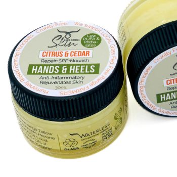 HANDS AND HEELS, HEALING BALM, HANDS & HEELS, LOW PUFA SKINCARE, TALLOW BALMS, NATURALLY SCENTED, NOURISHING TALLOW BALMS
