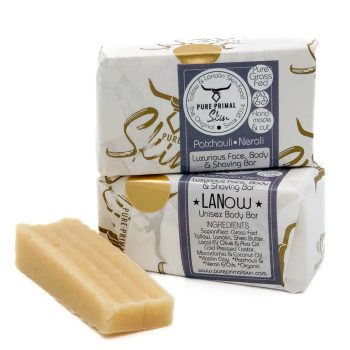LANOW PATCHOULI & NEROLI, LUXURIOUS FACE BODY & SHAVING SOAP BAR, LANOLIN SOAP, TALLOW SOAP, UNISEX BATH BAR, LANOW, NATURALLY SCENTED, NATURAL SOAP BAR, ECO FRIENDLY, GREY-WATER SAFE
