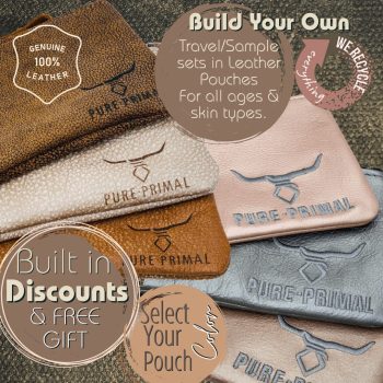 Starter/Travel/Sample Skincare Pouches, Genuine Leather Pouches, All Skin Types, Gift Products, Gifts, Travel Packs, Tallow Based Skincare,