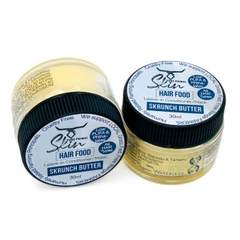 Skrunch Butter 30ml Top-2 SKRUNCH BUTTER, TALLOW HAIR MASK, BEARD BUTTER, MULTIPURPOSE, TALLOW BASED, NATURAL, PHTHALATE FREE, LOW PUFA, HAIR FOOD, NOURISHING, REPAIR SERUM, REPAIR MASK, HAIR REPAIR