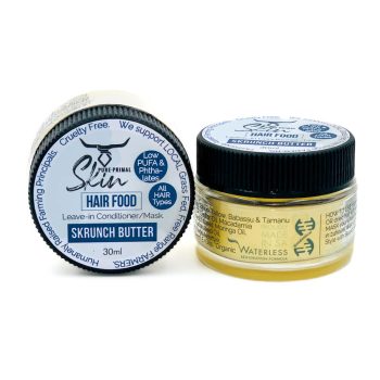 Skrunch Butter 30ml Travel-2 SKRUNCH BUTTER, TALLOW HAIR MASK, BEARD BUTTER, MULTIPURPOSE, TALLOW BASED, NATURAL, PHTHALATE FREE, LOW PUFA, HAIR FOOD, NOURISHING, REPAIR SERUM, REPAIR MASK, HAIR REPAIR
