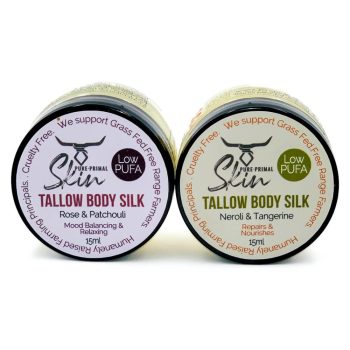 Tallow Body Silk 15ml Samples-2 TALLOW BODY SILK, TALLOW LOTION, BODY LOTION, BODY CREAM, LOW PUFA SKINCARE, NATURALLY SCENTED, NOURISHING