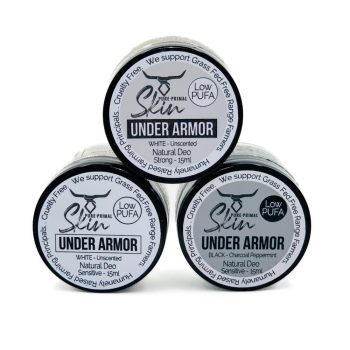 UNDER ARMOR, DEODORANT, ODOUR CONTROL, NATURAL DEODORANT, TALLOW BASED, WATERLESS SKINCARE, CHEMICAL FREE, LOW PUFA, PHTHALATE FREE, NON CARCINOGENIC, WITH MAGNESIUM, TRAVEL & SAMPLE SIZES