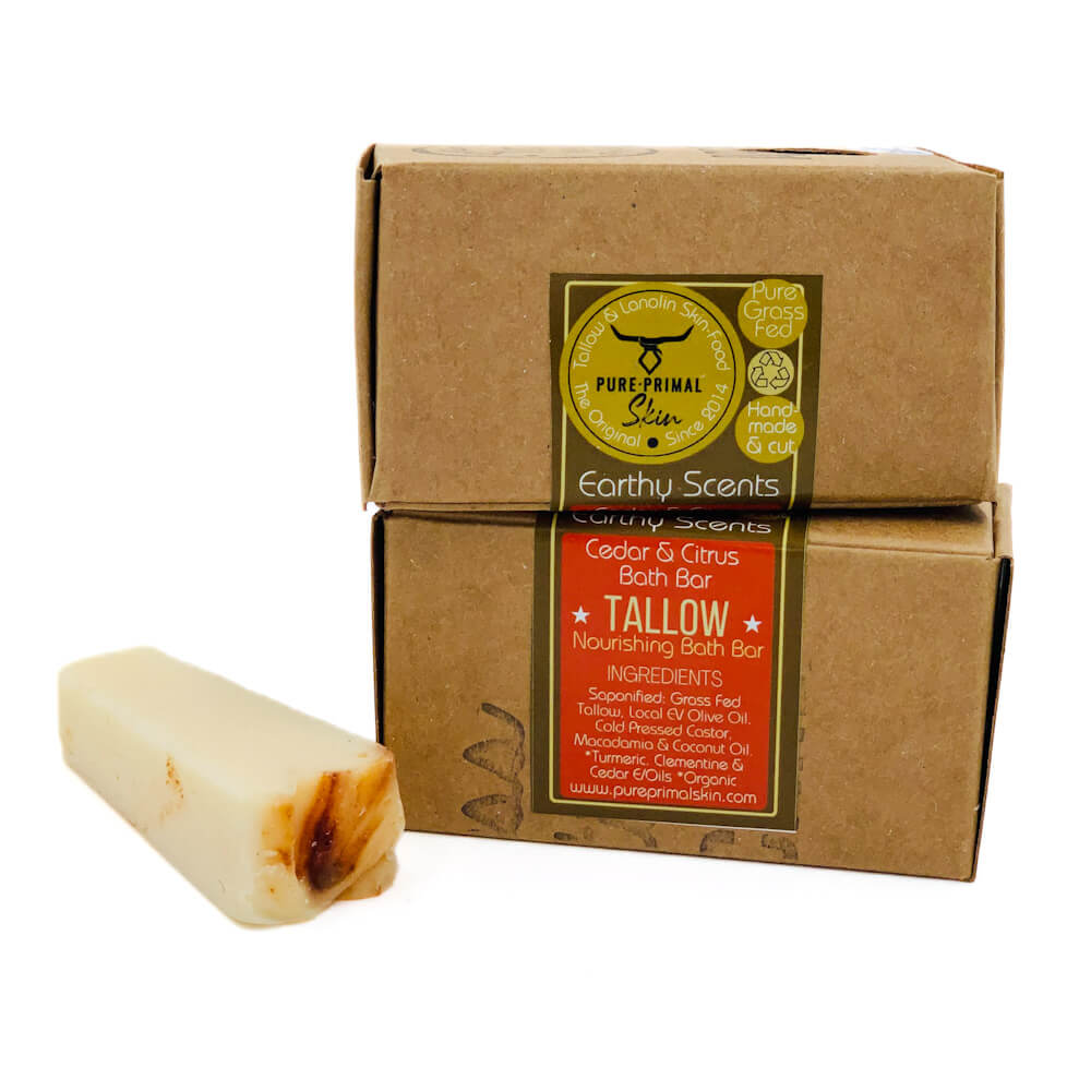 Earthy Scents Tallow Bath Soap (2) (1) EARTHY SCENTS, TALLOW SOAP BAR, TALLOW, NATURAL, ECO SOAP, BATH BAR, GREYWATER SAFE, BIODEGRADABLE, ECO FRIENDLY, NATURALLY SCENTED