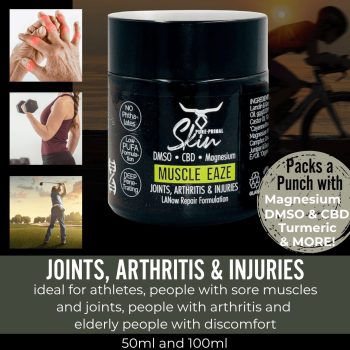 LANOW MUSCLE EAZE, JOINTS, ARTRITIS, INJURIES, DMSO, CBD, MAGNESIUM OIL, MUSCLE RUB, PAIN RELIEF, ANTI-INFLAMMATORY