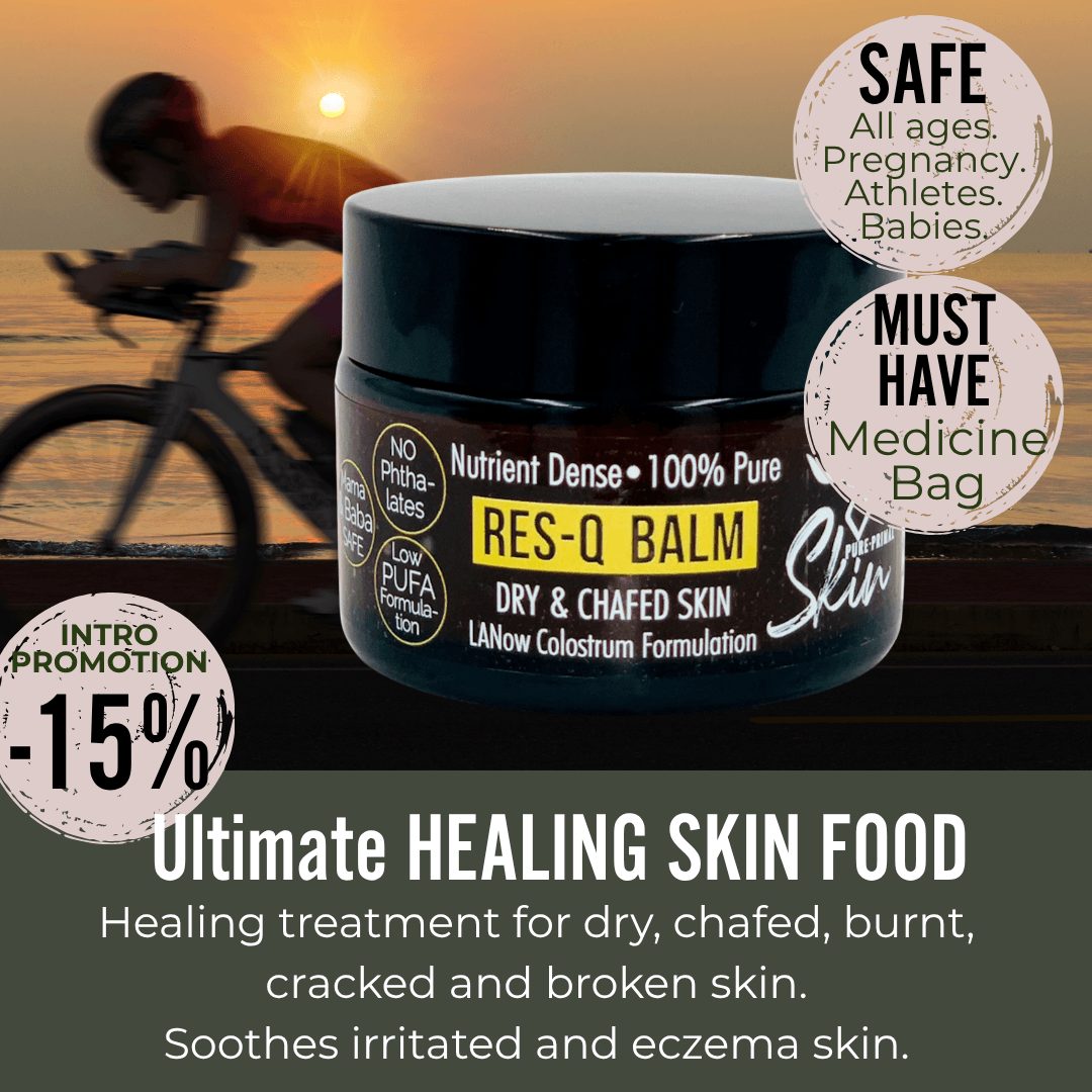 RES Q Balm Disc (1) LANOW RESQ BALM, DRY & CHAFED SKIN, COLOSTRUM, LANOLIN, TALLOW, INGESTIBLE, MOM & BABY SAFE, NIPPLE CREAM, PURE, LOW PUFA SKINCARE