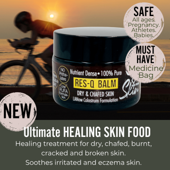 RES Q Balm - web (1) LANOW RESQ BALM, DRY & CHAFED SKIN, COLOSTRUM, LANOLIN, TALLOW, INGESTIBLE, MOM & BABY SAFE, NIPPLE CREAM, PURE, LOW PUFA SKINCARE